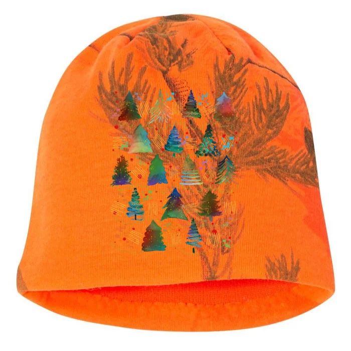 Colorful Christmas Watercolor Tree Pattern Kati - Camo Knit Beanie