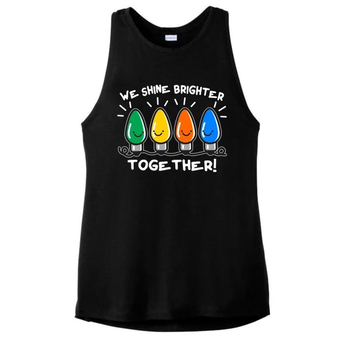 Cute Christmas We Shine Brighter Together Ladies Tri-Blend Wicking Tank