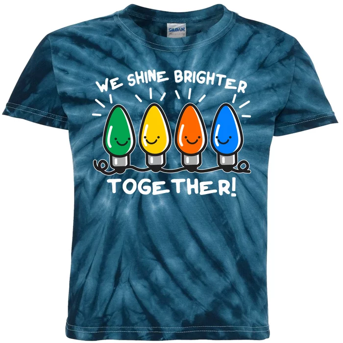 Cute Christmas We Shine Brighter Together Kids Tie-Dye T-Shirt