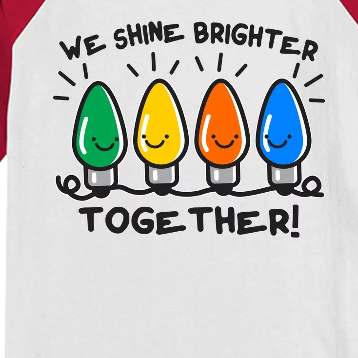 Cute Christmas We Shine Brighter Together Kids Colorblock Raglan Jersey