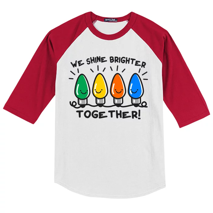 Cute Christmas We Shine Brighter Together Kids Colorblock Raglan Jersey