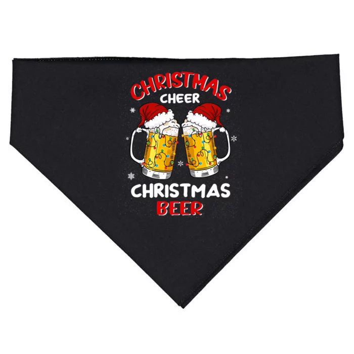 Christmas Cheer With Santa Hat Xmas Party Ing Beer Gift USA-Made Doggie Bandana