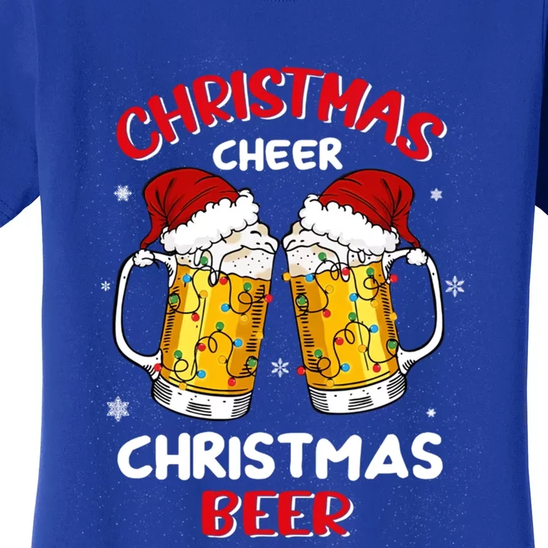 Christmas Cheer With Santa Hat Xmas Party Ing Beer Gift Women's T-Shirt