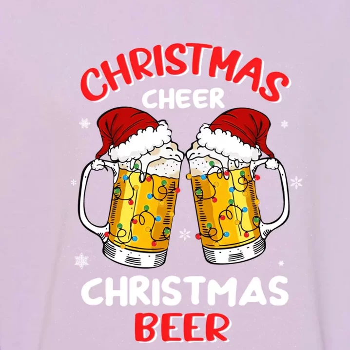 Christmas Cheer With Santa Hat Xmas Party Ing Beer Gift Garment-Dyed Sweatshirt