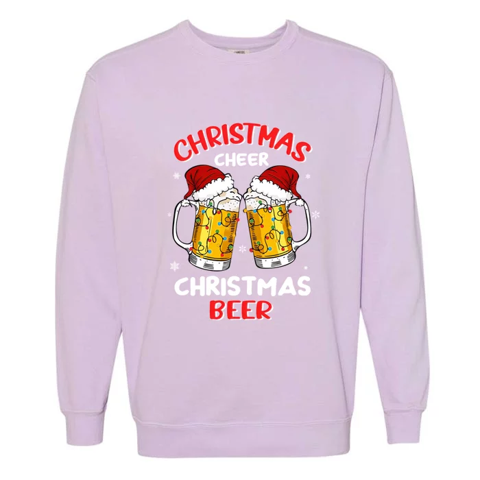 Christmas Cheer With Santa Hat Xmas Party Ing Beer Gift Garment-Dyed Sweatshirt