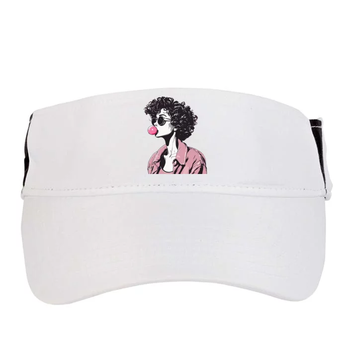 Chic Curly-Haired Woman Blowing Bubble Gum Adult Drive Performance Visor