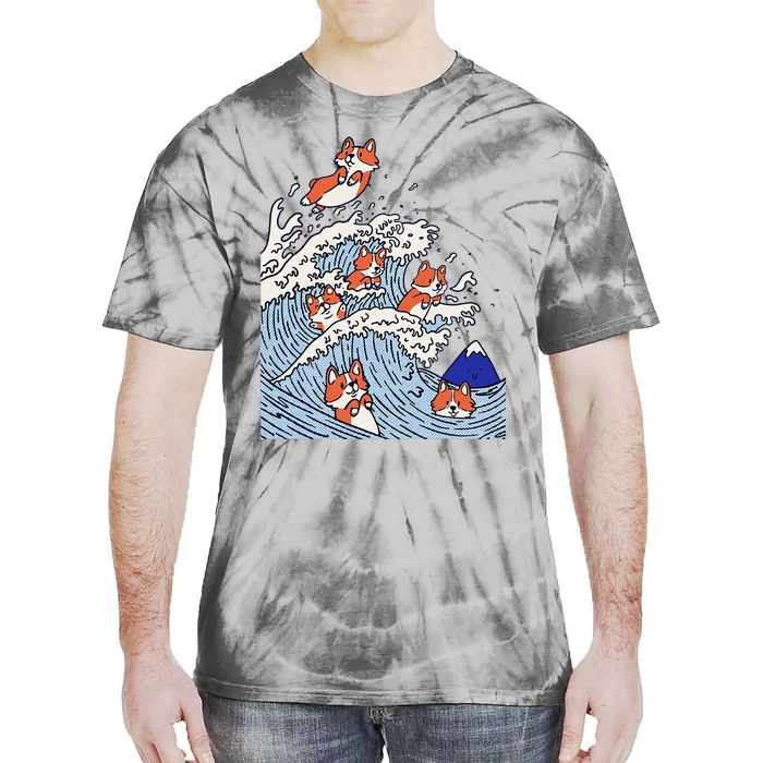 Cute Corgi Wave  Surfing Dogs Tie-Dye T-Shirt