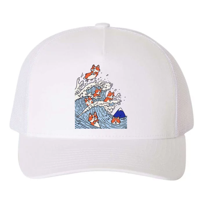 Cute Corgi Wave  Surfing Dogs Yupoong Adult 5-Panel Trucker Hat