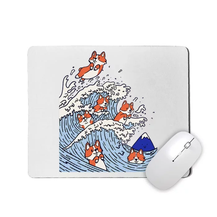 Cute Corgi Wave  Surfing Dogs Mousepad