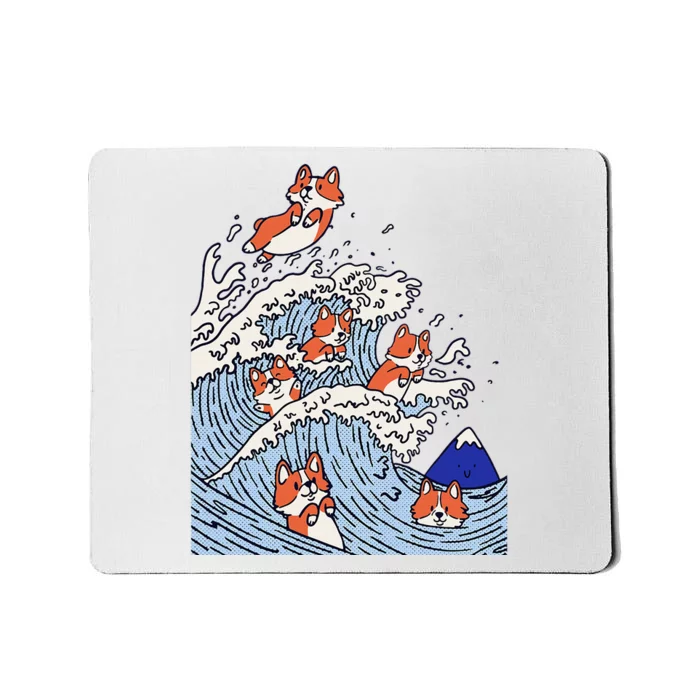 Cute Corgi Wave  Surfing Dogs Mousepad