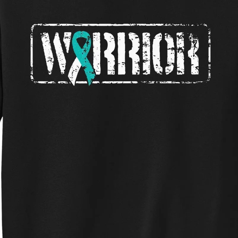 Cervical Cancer Warrior Teal White MilitaryStyle Ribbon Sweatshirt