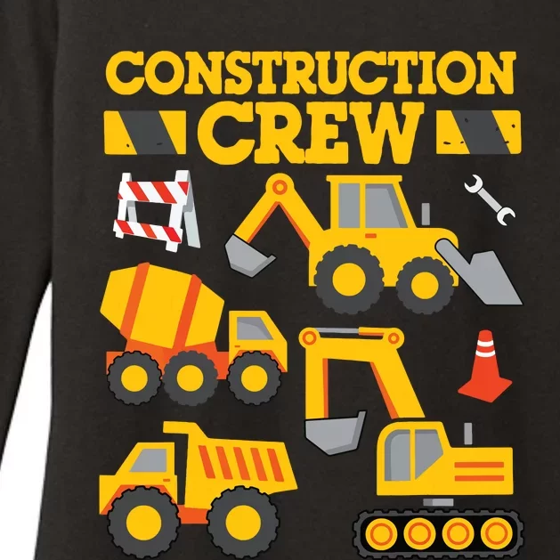 Construction Crew Worker Excavator Boy Girl Womens CVC Long Sleeve Shirt