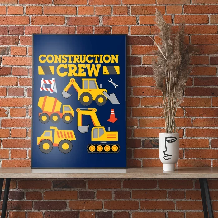 Construction Crew Worker Excavator Boy Girl Poster