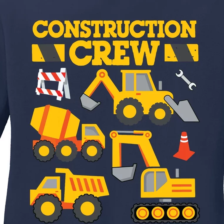 Construction Crew Worker Excavator Boy Girl Ladies Long Sleeve Shirt