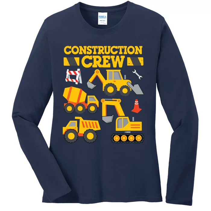 Construction Crew Worker Excavator Boy Girl Ladies Long Sleeve Shirt