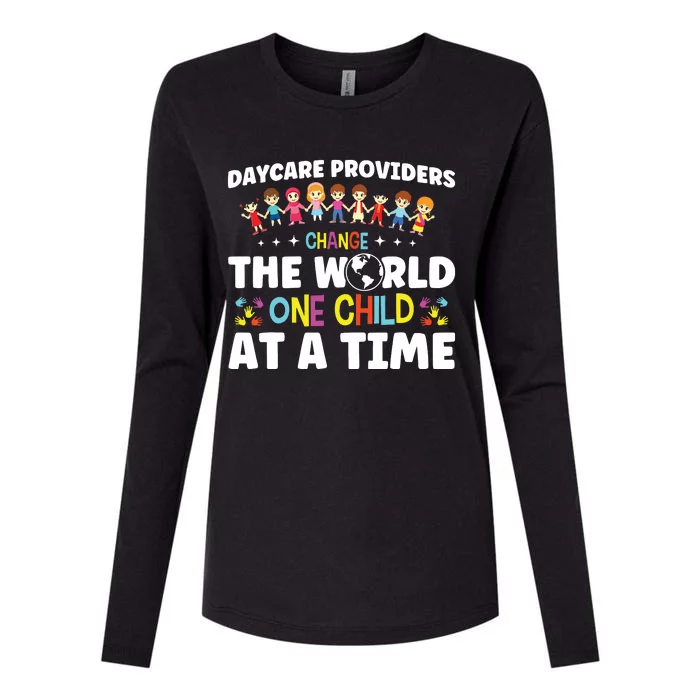 Childcare Change World One Child At A Time Daycare Teacher Womens Cotton Relaxed Long Sleeve T-Shirt