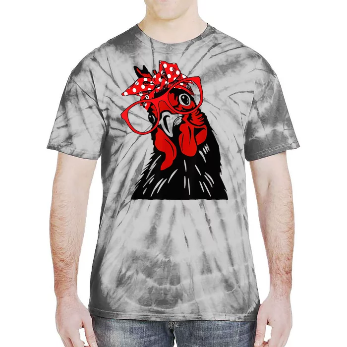 Cute Chicken with Bandana and Glasses Fun Tie-Dye T-Shirt