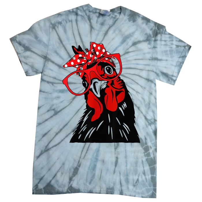 Cute Chicken with Bandana and Glasses Fun Tie-Dye T-Shirt