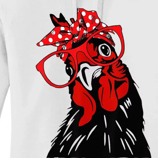 Cute Chicken with Bandana and Glasses Fun Women's Pullover Hoodie