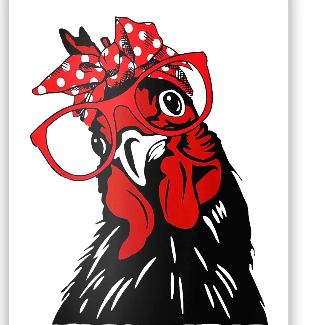 Cute Chicken with Bandana and Glasses Fun Poster