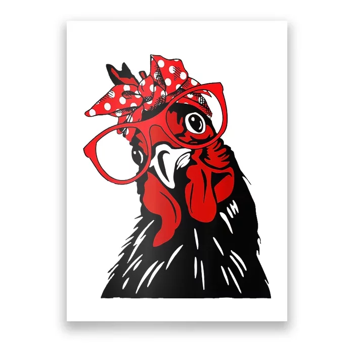 Cute Chicken with Bandana and Glasses Fun Poster