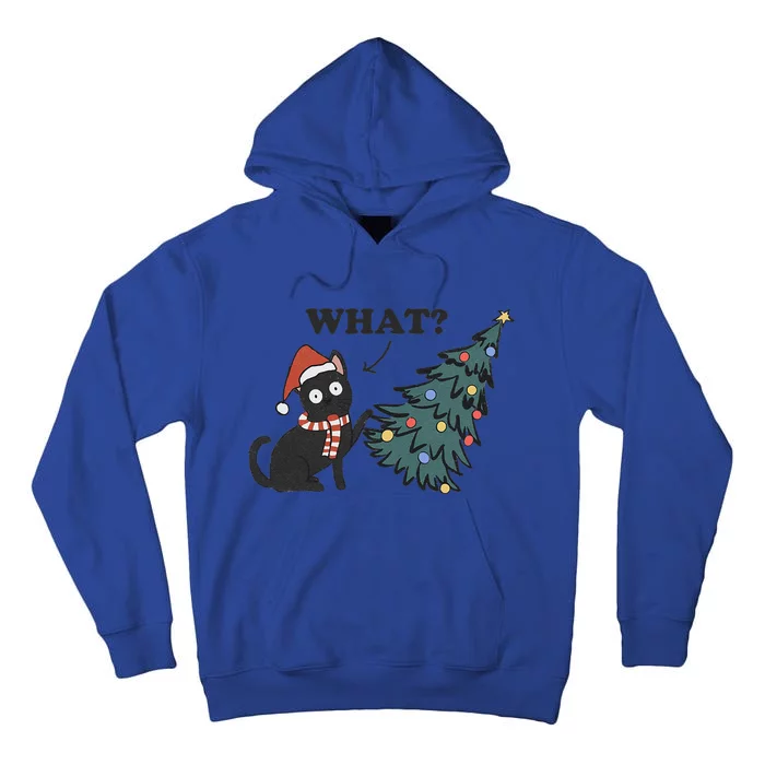 Christmas Cat What Black Cat Knocking Christmas Tree Over Tall Hoodie