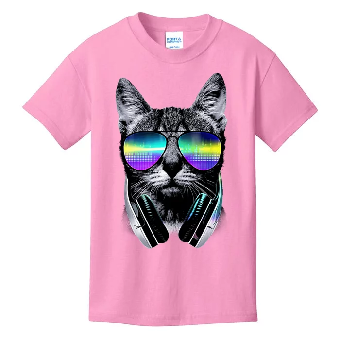 Cool Cat With Sunglasses DJ Retro Style Meme Kids T-Shirt