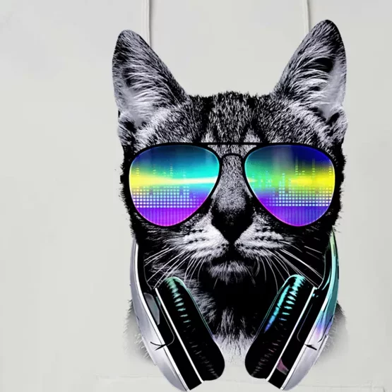 Cool Cat With Sunglasses DJ Retro Style Meme Performance Fleece Hoodie