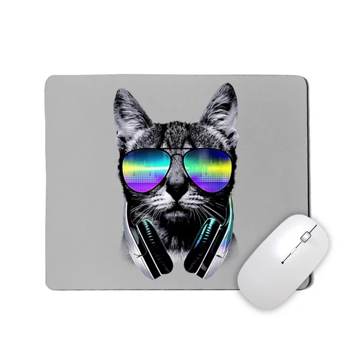 Cool Cat With Sunglasses DJ Retro Style Meme Mousepad