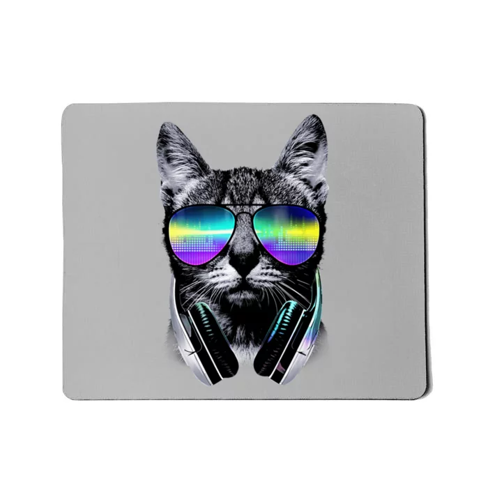 Cool Cat With Sunglasses DJ Retro Style Meme Mousepad