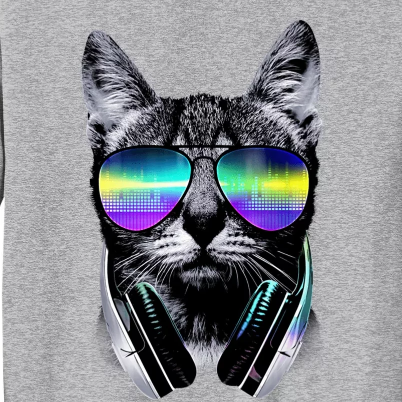 Cool Cat With Sunglasses DJ Retro Style Meme Tall Sweatshirt