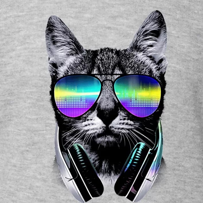 Cool Cat With Sunglasses DJ Retro Style Meme Toddler Sweatshirt