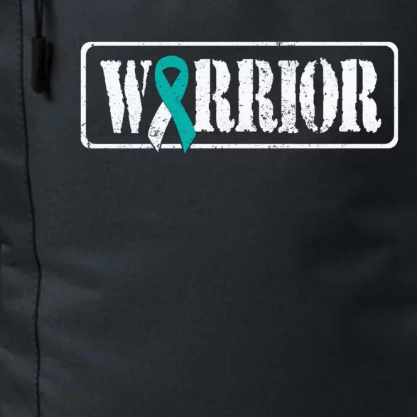 Cervical Cancer Warrior Teal White Military Style Ribbon Daily Commute Backpack