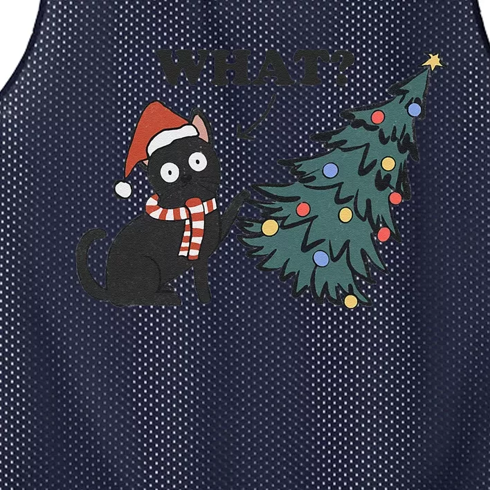 Christmas Cat What Black Cat Knocking Christmas Tree Over Mesh Reversible Basketball Jersey Tank