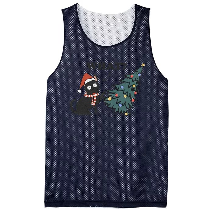 Christmas Cat What Black Cat Knocking Christmas Tree Over Mesh Reversible Basketball Jersey Tank