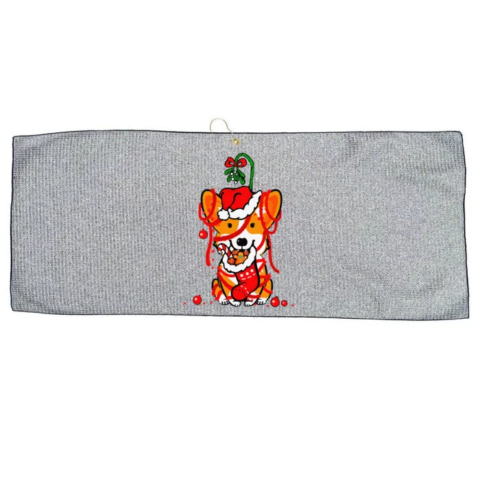 Cute Christmas Welsh Corgi Santa Hat Xmas Design Large Microfiber Waffle Golf Towel