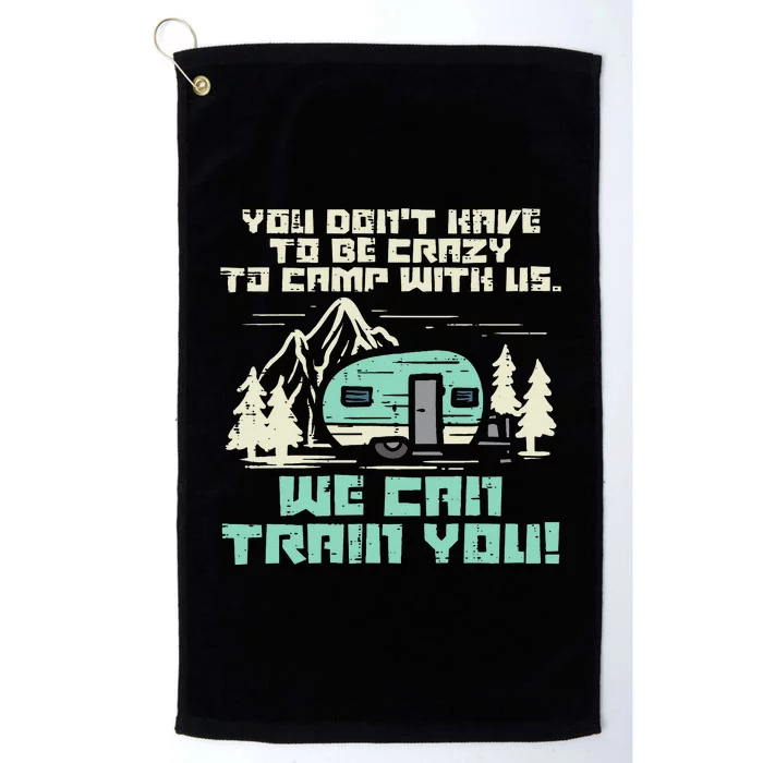 Crazy Camp With Us Funny Camping Van RV Camper Men Women Platinum Collection Golf Towel