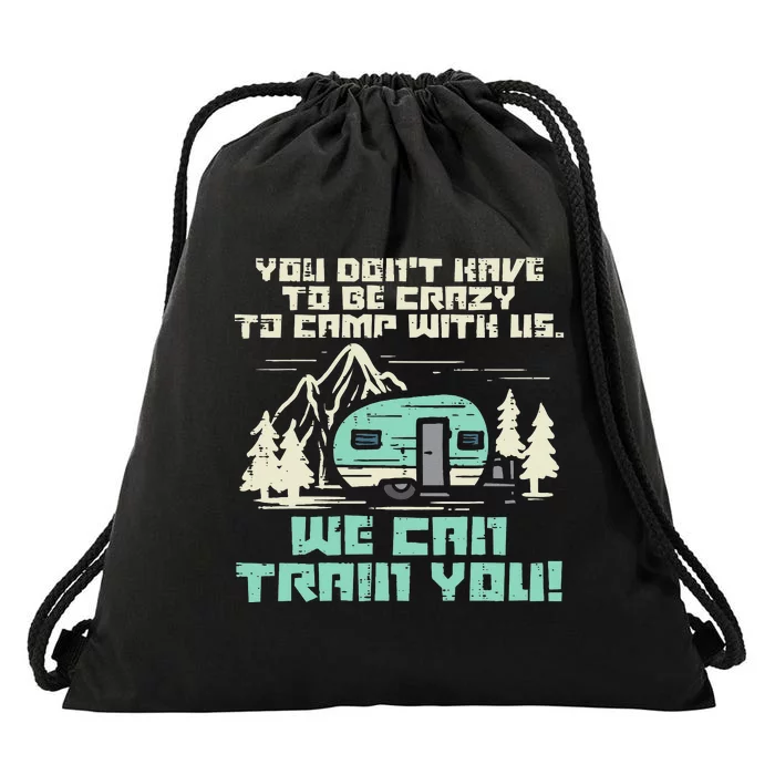 Crazy Camp With Us Funny Camping Van RV Camper Men Women Drawstring Bag