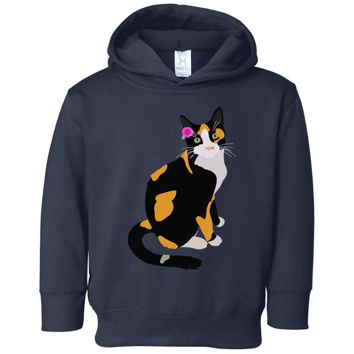 Calico Cat With Pink Flower, Calico Mom, Cat Lover Toddler Hoodie