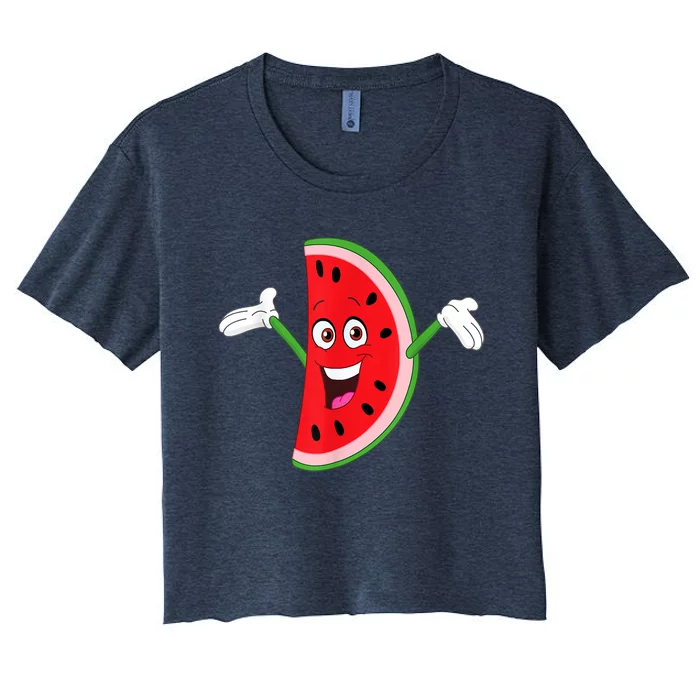 Cute Cartoon Watermelon Women's Crop Top Tee