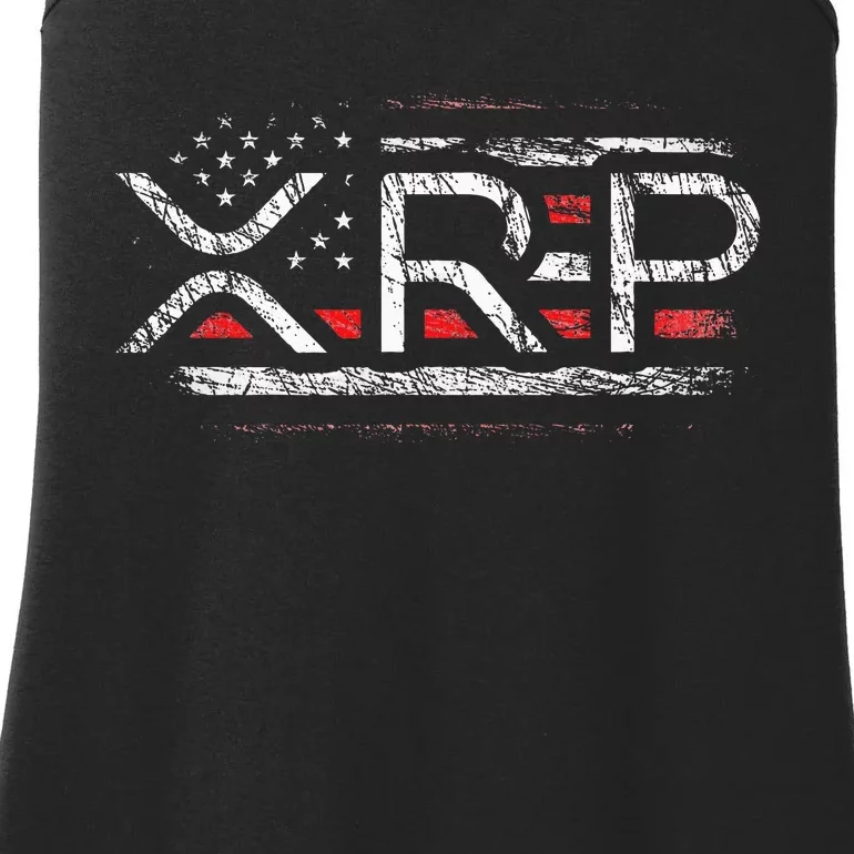 Crypto Currency Xrp Cryptocurrency American Flag Xrp Ladies Essential Tank