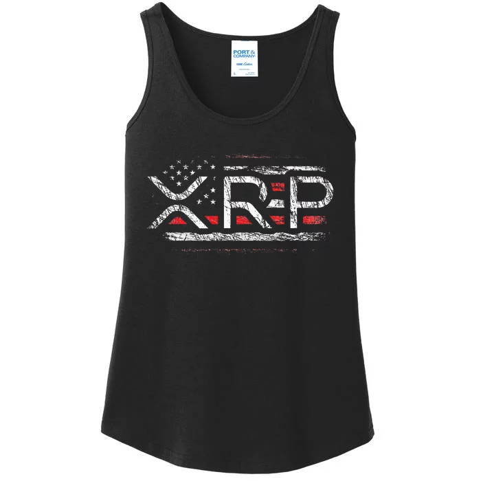 Crypto Currency Xrp Cryptocurrency American Flag Xrp Ladies Essential Tank