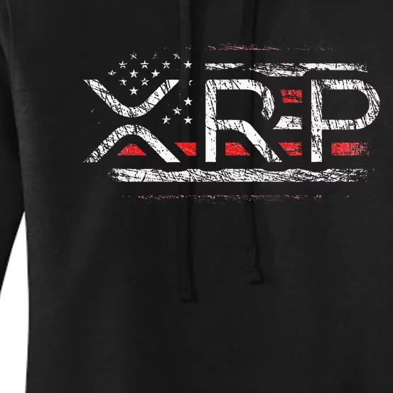 Crypto Currency Xrp Cryptocurrency American Flag Xrp Women's Pullover Hoodie