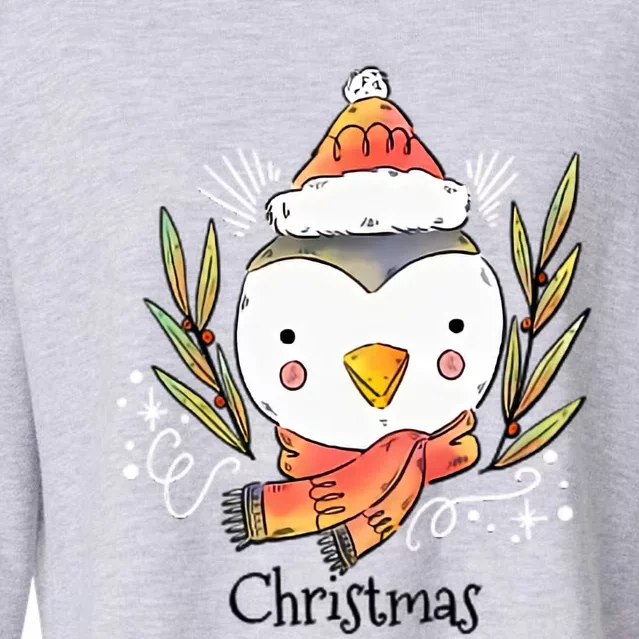 Cute Christmas Xmas Penguin Animal Cropped Pullover Crew