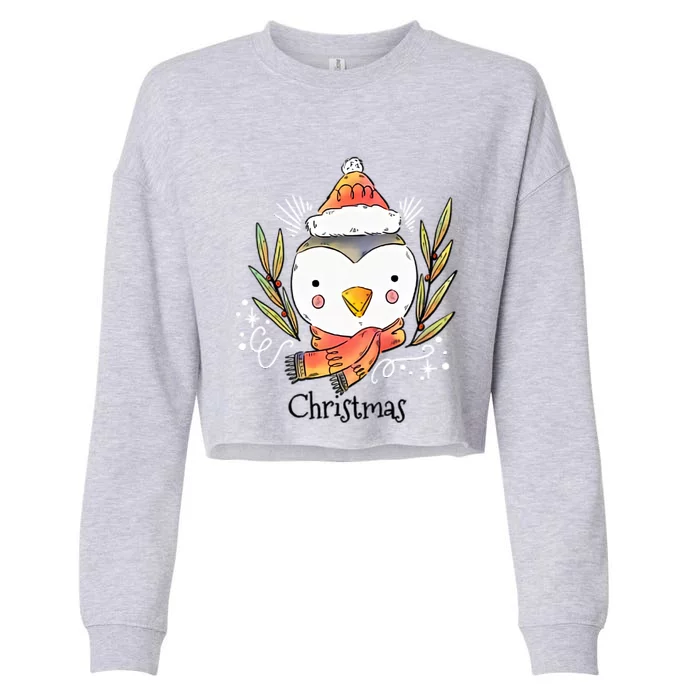 Cute Christmas Xmas Penguin Animal Cropped Pullover Crew