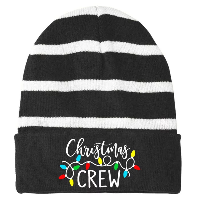 Christmas Crew Xmas Lights Pajama Happy Holiday Striped Beanie with Solid Band