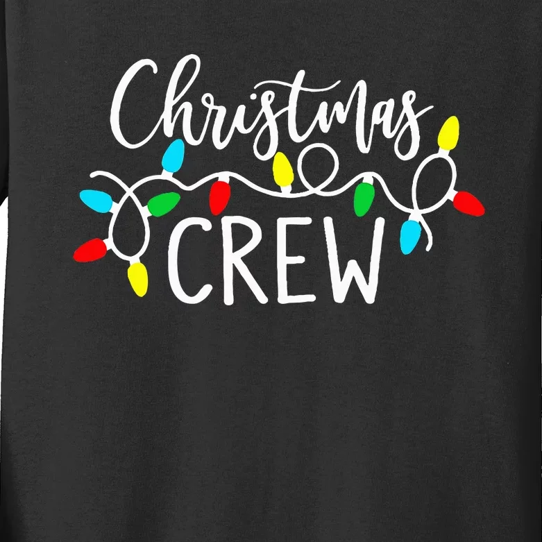 Christmas Crew Xmas Lights Pajama Happy Holiday Kids Long Sleeve Shirt