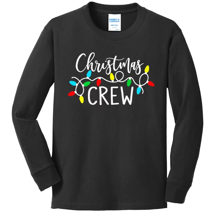 Christmas Crew Xmas Lights Pajama Happy Holiday Kids Long Sleeve Shirt