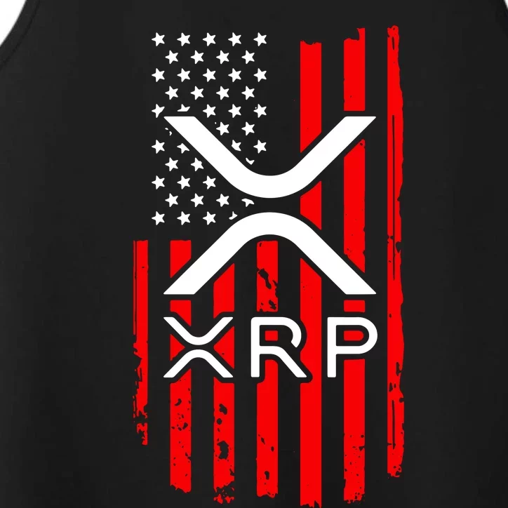 Crypto Currency Xrp Ripple Internet Money American Flag Performance Tank