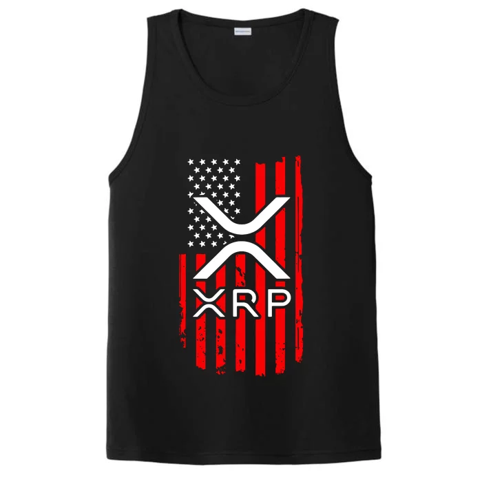 Crypto Currency Xrp Ripple Internet Money American Flag Performance Tank